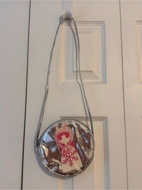 Little Marc Jacobs Silver Round Crossbody with Pink Graphic